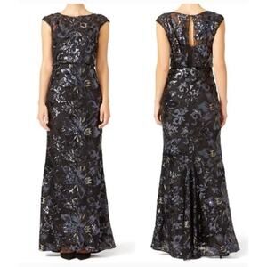 Badgley Mischka Midnight Swirl Gown Maxi Dress 4